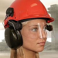 Face shield P1.1 type, helmet type: G 3000 Peltor with hearing protection